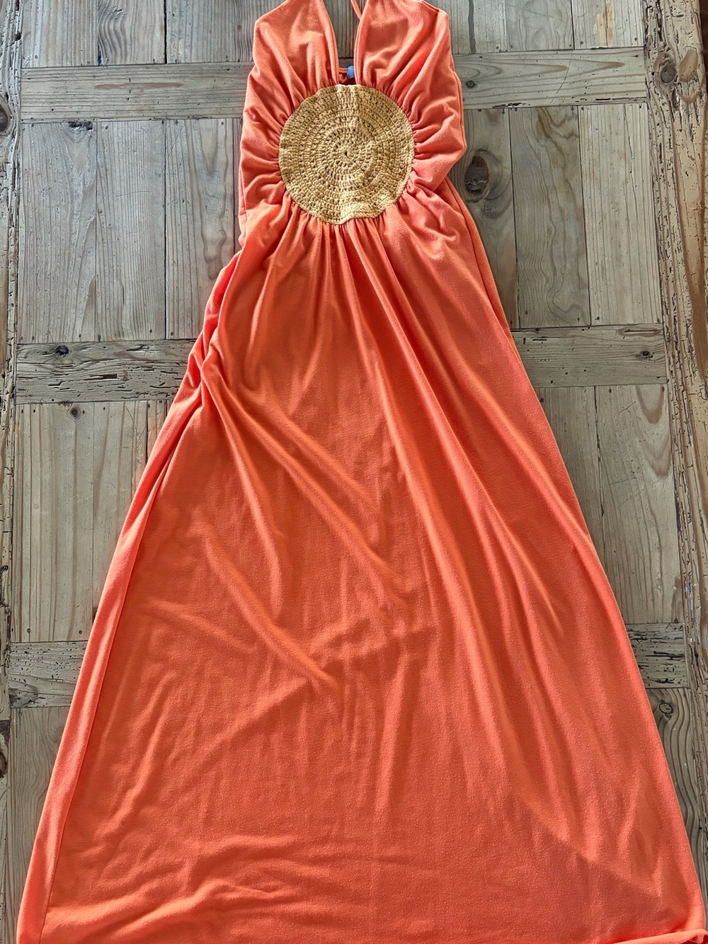 Vintage Brazilian Maxi Dress with Crochet Accent